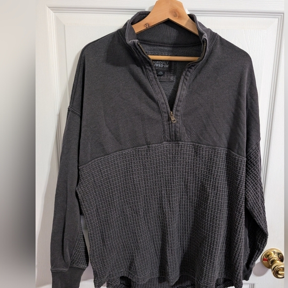 Seriously Lived In American Eagle Womens Pullover Oversize Sweatshirt Gray Sz XS - Picture 1 of 3